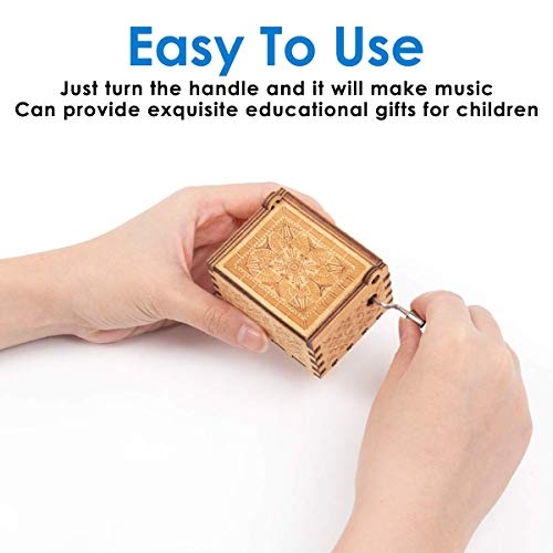 image for SKY TOP POWER Wooden Music Box Engraved Toy Kid Gift Hand Crank… (Tw