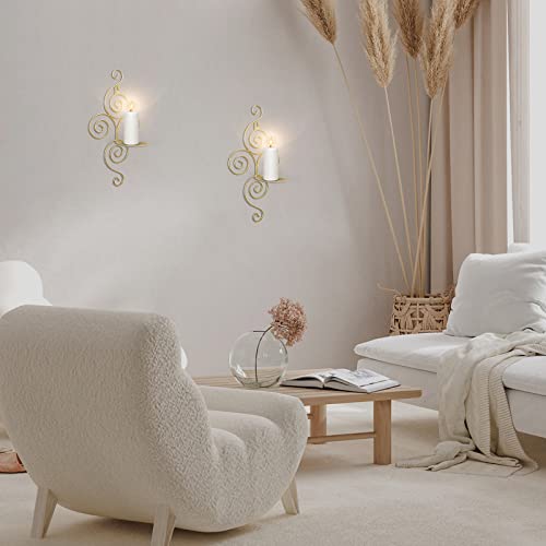 Dyna-Living Wall Candle Sconces Elegant Hanging Wall Sconces Set Of Two Gold Candle Holder For Home Decor Weddings Porch Yard Pathway Lighting #TOP6
