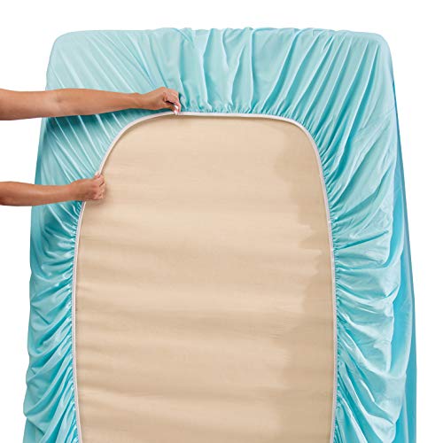 Image of Hearth & Harbor Extra Deep Pocket Full Sheet Set, Light Blue | 4 Piece Bed Sheet Set, Ultra Soft & Breathable, Fits Up to 24 inch Mattress, Hotel Luxury
