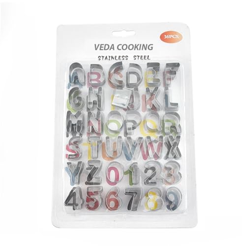 Stainless Steel Alphabet & Number Cookie Cutters – Large A-Z 0-9 Set for Biscuit, Fondant & Cake Decoration – Durable Baking Tools