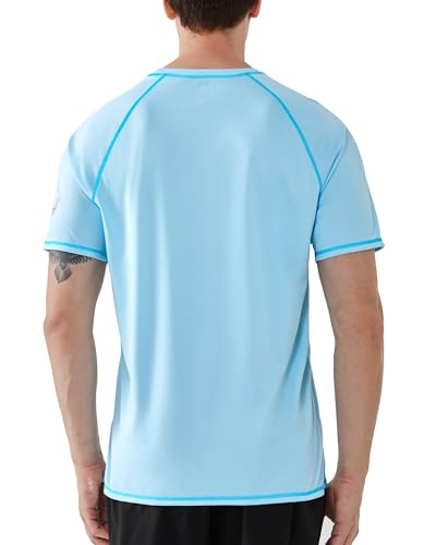 Roadbox Men's UPF 50+ Swim Shirts, Short Sleeve UV Sun Protection Rash Guard T-Shirt, Quick Dry Water Surfing Beach Tees2