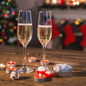 Image of Crystal Champagne Flute Glasses 250 ml, Slim Wine Glass, Premium Champagne Glass, Gift for Birthday, Wedding, Anniversaryset of 6 (Juice Glass $$)