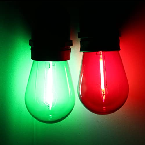 S14 Colored Led String Light Bulbs, 24Pack 1Watt Plastic Shatterproof Waterproof Outdoor Indoor Replacement Light Bulbs For Home Decor, E26 Medium Screw Base, Red And Green Christmas Light Bulbs #TOP5