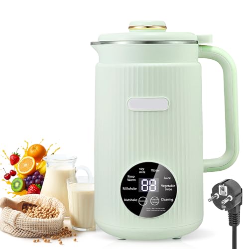 Máquina de Leche Vegetal 8 en 1, 1.2L con Autolimpieza, Temporizador - Elabora Leche de Avena, Almendra, Soja, Frutos Secos y Zumos (Verde)