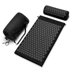 Sivan Health and Fitness Acupressure Mat and Pillow Set – Grounding Mat for Stress, Back & Neck Pain – Acupuncture Point Massage Mat for Muscle Relaxation, Sciatica, & Meditation – Includes Carry Bag