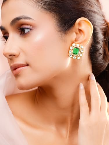 Image of Rubans Stud Earrings American Diamond Zirconia & Crystal Jewellery Gift for Women & Girls