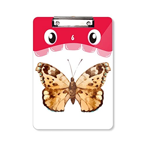 Bloc-notes d'apprentissage A4 marron avec dossier à tête plate ailes de papillon