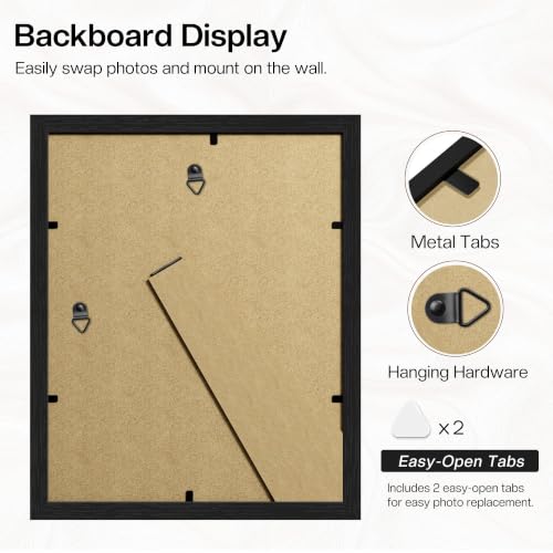 Image of Picrit 8x10 Picture Frame 3 Pack, Wall Mount & Tabletop Display, Black