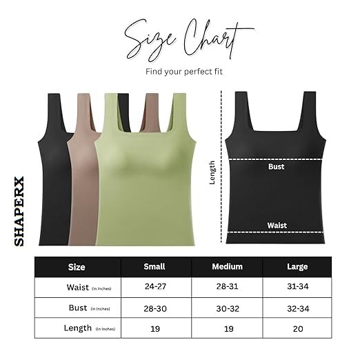 Image of SHAPERX Women Padded Camisole Workout Top| Tank Top with No Trace,Square Neck Seamless Vest,Elastic Shoulder Strap Camisole