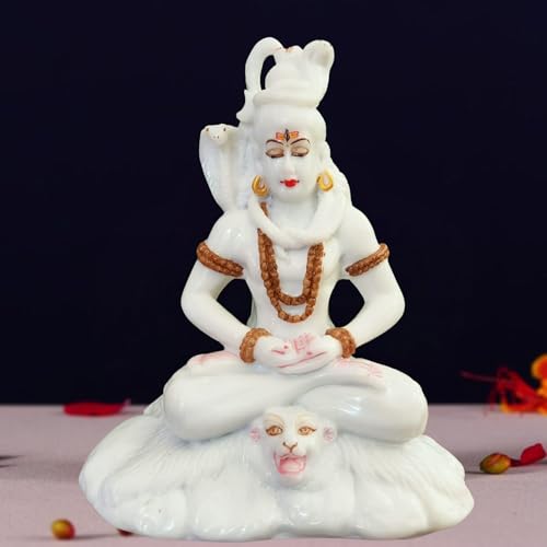 Image of Handicrated Marble Shiv ji Statue Shankar Bhagwan Murti for Home /Temple (5 inchx4 inchx6 inch Inch)