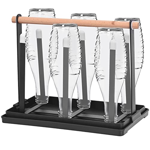 Wulmebo Porte-Bouteilles pour SodaStream pour 6 Tasses, Égouttoir à Bouteilles Porte-Tasses, avec Silicone Antidérapant, Plateau D'égouttement Amovible pour Diverses Tasses, pour Bureau, Cuisine
