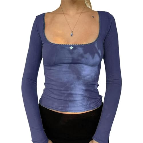 T-shirt col carré femme fin des hauts basiques adoptez le streetwear fleuri - 2