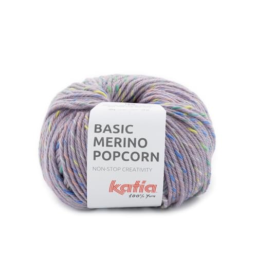 Lana Katia BASIC MERINO POPCORN color 101 (201 lavanda)