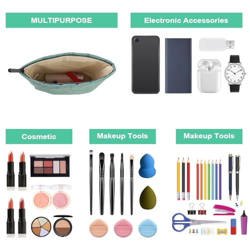 Cosmetic Bags for Women Makeup Bag Organizer Small Mini Makeup Pouch for Purse Corduroy Makeup Pouch Travel Cosmetic Bag Skin Care Bag with Metal Zipper for Travel Toiletry Girls Gift (Green) - Image 4