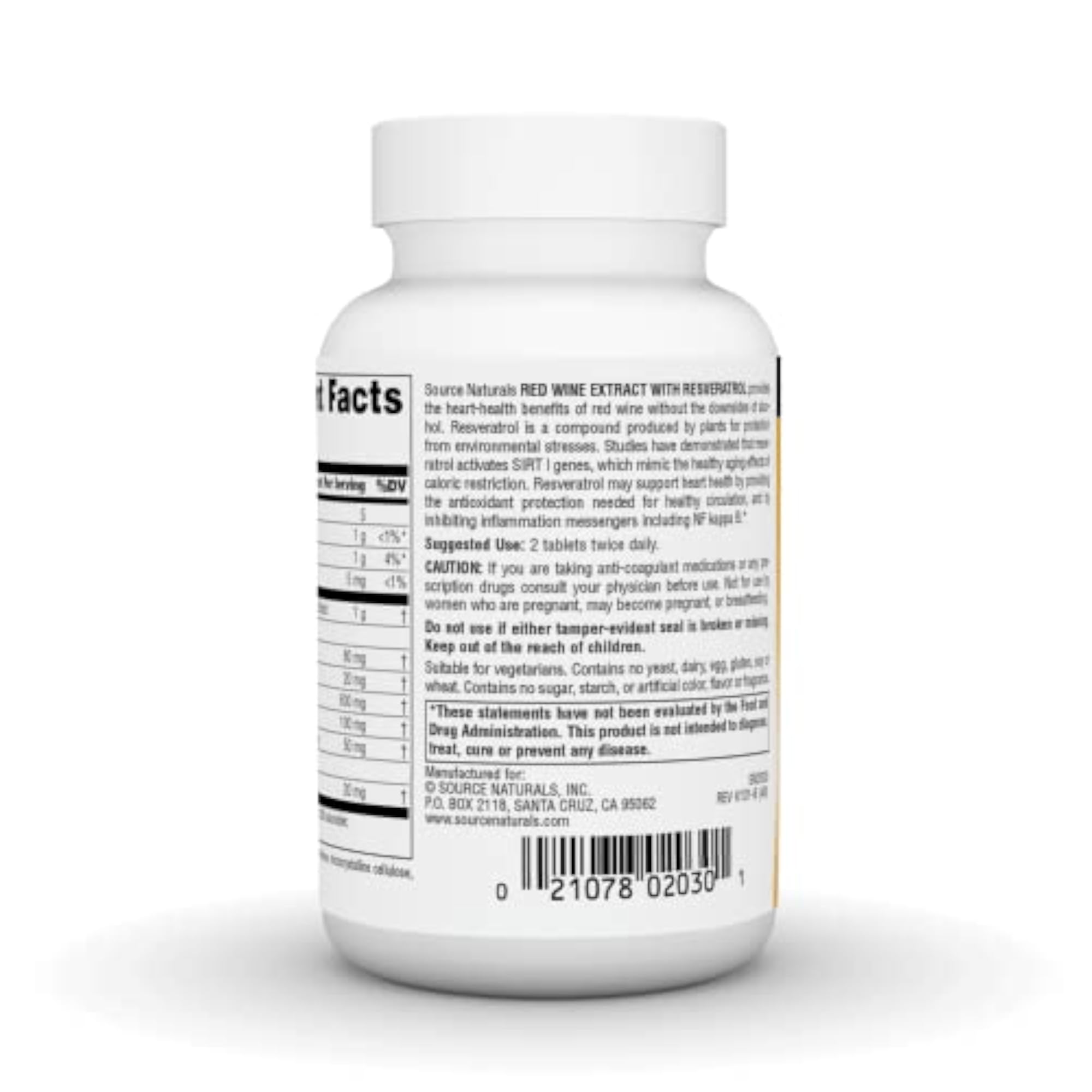 Red Wine Extract with Resveratrol Tabs, 60 Tabs