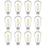 Ascher 12-Pack Vintage LED Edison Light Bulb 60W Equivalent, Decorative Antique Filament Light Bulbs with 80+ CRI, Warm White 2700K, 700 Lumens, E26 Base, Non-Dimmable
