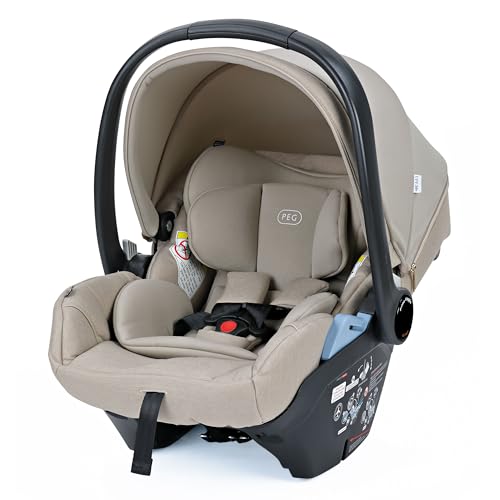 Image of PEG Primo Viaggio Lounge - Reclining Rear Facing Infant Car Seat - Includes Base with Load Leg & Anti-Rebound Bar - for Babies 4 to 30 lbs - Made in Italy - Astral (Beige)