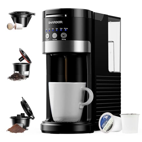 SHARDOR 3 in 1 Single Serve Coffee Maker, K Cup Pod Coffee Maker Compatible with Grounds & Teas, 6...