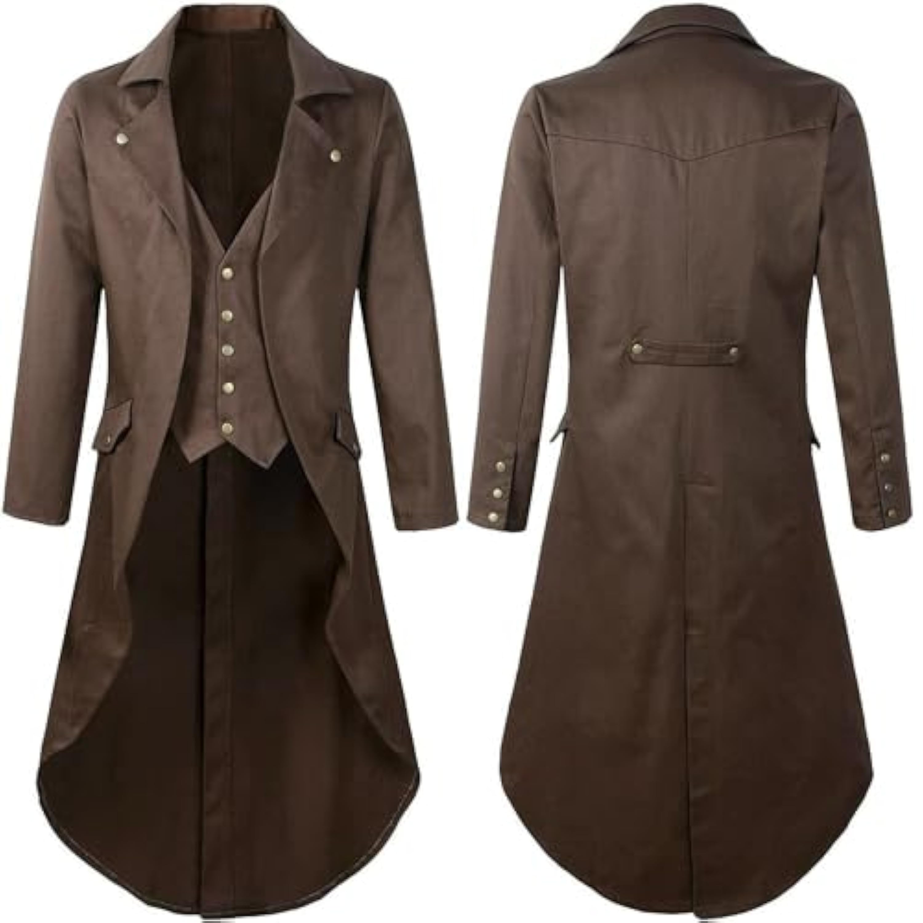 Chaqueta steampunk para hombre, abrigo renacentista para hombre, 2, marrón, gótico, medieval, Halloween, abrigo para hombre, 3 disfraces, chaquetas, traje vintage victoriano, gabardina, carnaval,