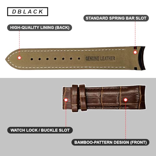 Image of DBLACK ''TST2'' Premium Leather Watch Strap, Bamboo Pattern Design Watch Band / / Compatible with Tissot Couturier 1853 & Other Models, Full-Padded Curved Watch Belt (Choose Your Size & Color)