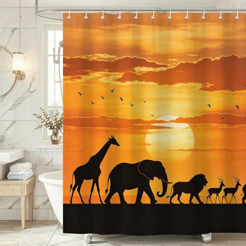 Rideau de douche 180x200 girafe en tissu polyester imperméable