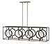 Hinkley Fulham Collection Four Light Linear Chandelier, Buckeye Bronze w/Clear Beveled Glass