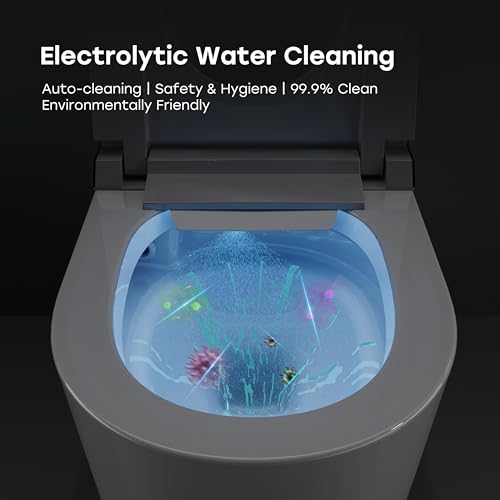 Inodoro inteligente HOROW X70 con bidé integrado, apertura y cierre automático, descarga automática, escudo de espuma, altura ADA, asiento alargado y calefactado, agua tibia instantánea, descarga sin energía miniatura 6
