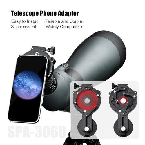 SUNWAYFOTO SPA-3060 Handyadapter für Ferngläser, universelle Smartphone-Halterung für Ferngläser, kompatibel mit Okular-Außendurchmesser 30–60 mm