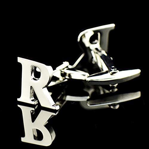 Mancuernillas para hombre KnBoB inicial R plata miniatura 3