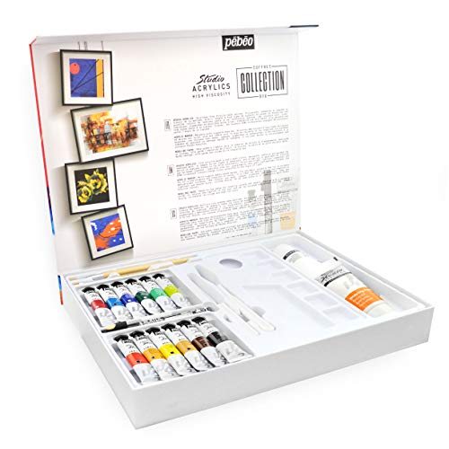 Pebeo Studio - Juego de pintura acrílica de alta viscosidad, caja de colección de artistas profesionales, juego de 23