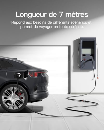 tomons tomons Typ 2 Ladekabel, 22KW 7M 32A 3-Phasig, Ladekabel Elektroauto Typ 2 für EV/PHEV, Typ 2 auf Typ 2 EV Ladekabel mit Tragetasche und Mikrofasertuch für Model S/3/X/Y, ID.3, ID.4 - Designansicht 6 | Tages Deals