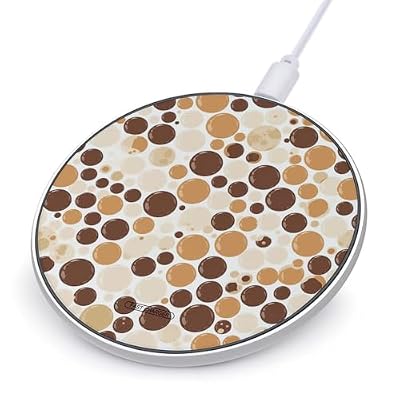 Brown Polka Dot Pattern Wireless Charger with Aluminum Alloy Frame Qi Certified Fast Wireless Charging Pad 10W Charging Station Portable Phone Charger for All Wireless Charging Phone