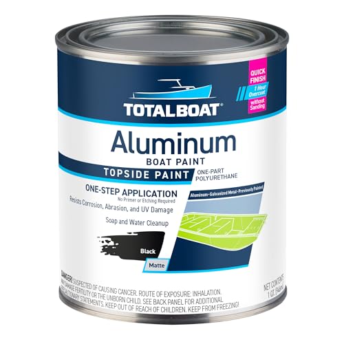 TotalBoat Aluminum Boat Paint | Durable, Fast-Drying Marine Paint for Canoes, Jon Boats, Dinghies, Pontoons, Hunting Blinds, and Trailers | Black, Quart