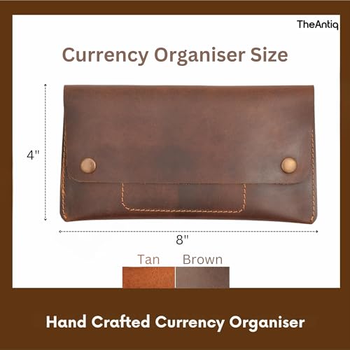 Leather Currency Pouch, Currency Organiser, Dollar Bills Holder, Bills Organizer, Money Envelope with Mobile Pocket, Money Bag For Men and Women (Brown)3
