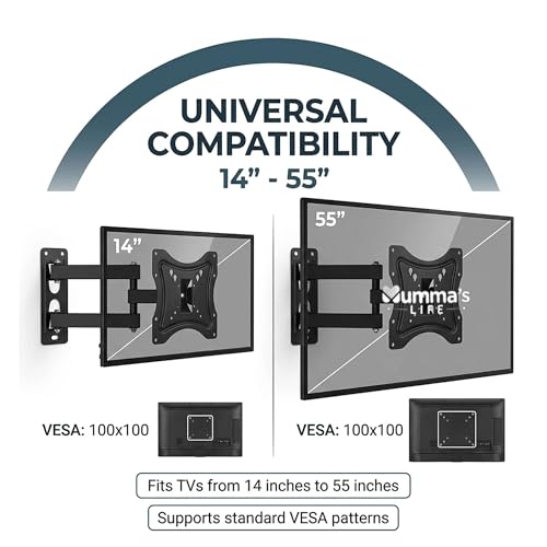 Image of Mumma's LIFE TV Stand | Wall Mount TV Stand Movable for 14-55 Inch LED /HD /Smart TVs | Adjustable Height, Swivel & Tilt, Universal | TV Wall Mount Stand 55 Inch