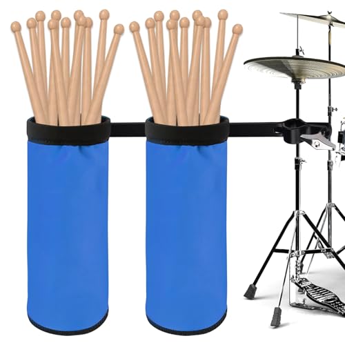 Drumstick-Halter, 2er Set Drumstick Holder, Einstellbare Drumstick Halter, Schlagzeug Zubehör, Nylon Drumstick Tasche für Trommelstöcke Drum Kit(Blau)