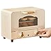 HAOEA Mini Horno Retro,10l,Control de Temperatura con Perilla Mecánica,Sincronización,Ventana de Vidrio Templado,310 × 230 × 232 mm,Blanco