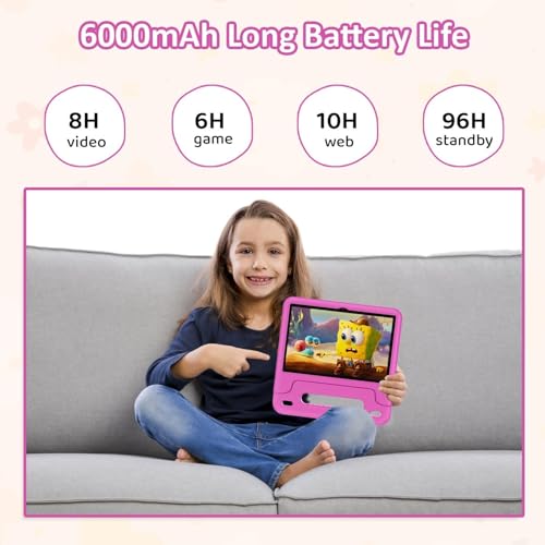 WXUNJA Android 15 Kids Tablet, 2025 Upgraded 10.1 Inch Tablets with Octa-core Processor, 6000mAh Battery, Kid Space, Parental Control,Pre-Loaded Kids Apps, 2.4/5GHZ Dual WiFi, Case Included, Red by WXUNJA - Image 7