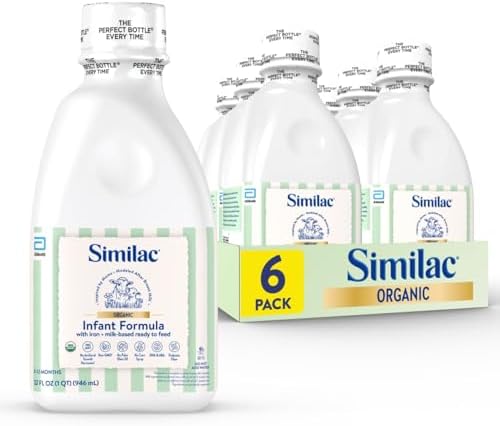 Similac Organic Infant Formula, Easy to Digest, USDA-Certified Organic, Ready to Feed, 32-fl-oz Bottle, Pack of 6