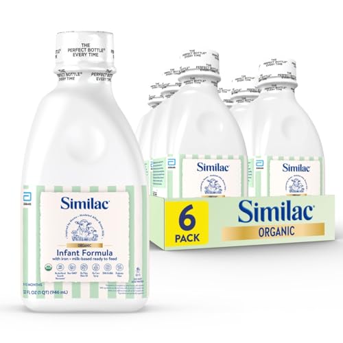 Similac Organic Infant Formula, Easy to Digest, USDA-Certified Organic, Ready to Feed, 32-fl-oz Bottle, Pack of 6