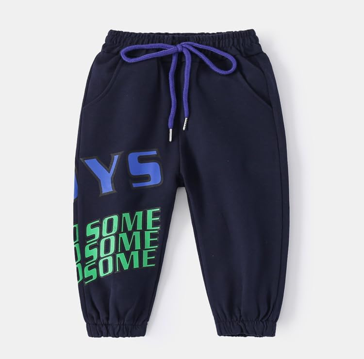 Miniatura 2 de Irsutey Pantalones deportivos casuales con estampado de letras para bebés y niños pequeños, pantalones deportivos con cintura elástica para niños