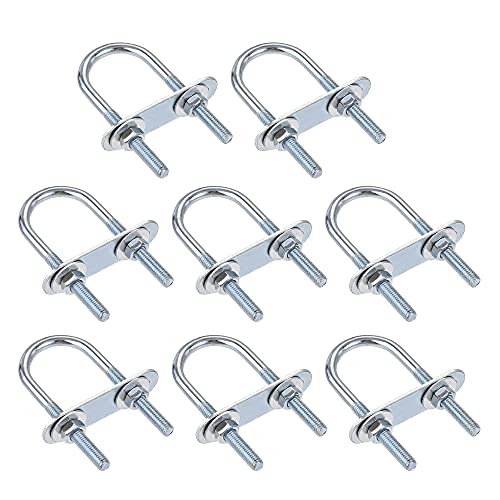 sourcing map 8 Satz Runde U-Bolzen U Bügelschrauben Bügelbolzen Stahl M6 mit Mutter Platte Scheiben 34mm Innen 75mm Lang