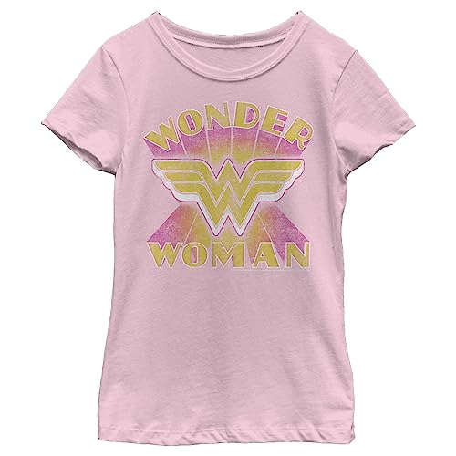 Fifth Sun Girl's Wonder Woman Distressed Yellow Logo T-Shirt