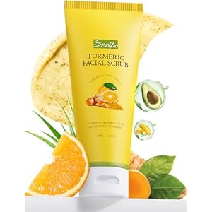 Vitamin C and Turmeric Face Scrub, Face Scrub for All Skin Types -Physical Scrub to Exfoliate Face & Body, Anti Aging Facial Exfoliating Scrub, Clears Blackheads Improve Dark Spots 4.23 Oz
