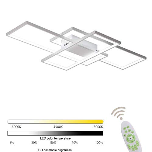 Preisvergleich Produktbild LED Deckenleuchte Wohnzimmer lampen Dimmbar Deckenlampe Hängeleuchte Modern Eckig Designer Fernbedienung Leuchen Metall Acryl Schirm Decke Wohnzimmerlampe Esszimmerlampe Esstischlampe Badlampe,Weiß