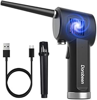 DOROBEEN Compressed Air Duster, Cordless Portable Rechargeable Compressed air, 33000 RPM Electric Air Duster for Computer Keyboard Electronics Cleaning, Built-in Battery Electronic Blower (Black)