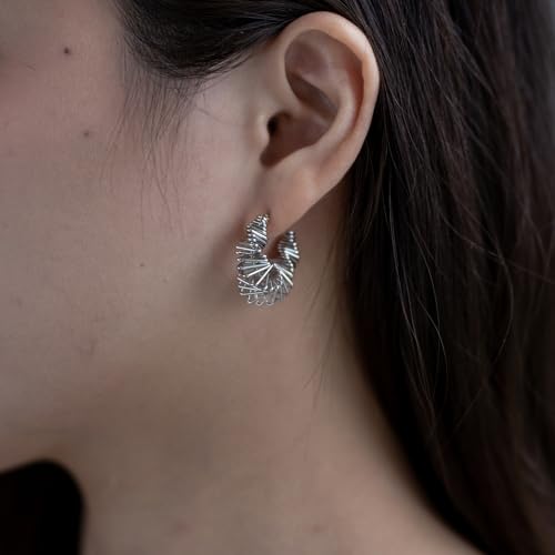 Lightweight Twisted Stud Earrings for Women|Sterling Silver Post Hoops Trendy|Statement Earrings For Gifts2