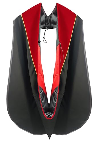 Image of Deluxe Graduation Doctoral Gown Doctoral Hood and Tam 8 Sided Package with Gold Piping Doctoral Regalia