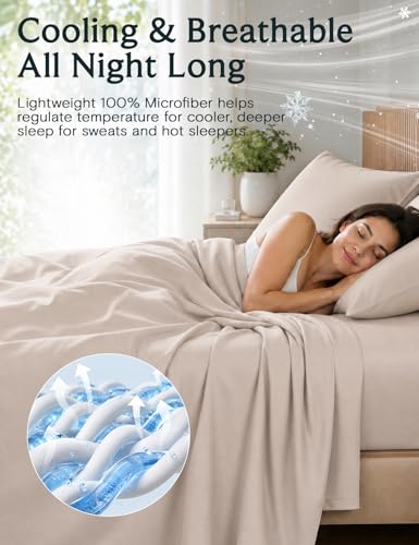 Image of LuxClub California King Sheets Sets, Deep Pocket Cal King Sheet Bed Sheets 4PC, Cooling Linen Sheet Cal King Size, Soft Breathable Hotel Luxury Bedding, Silky Fitted Sheet & Pillowcase Sets
