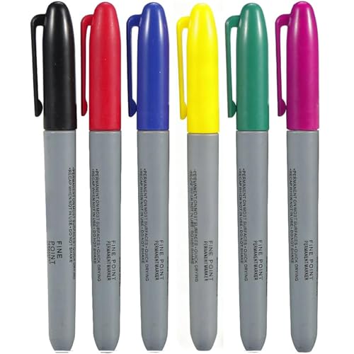 HoxzoDa Lot de 6 Marqueurs Dermatologiques pour Tattoo, Stylos à Peau à Pointe Fine pour Esquisses et Repérage, Encre Temporaire Lavable pour Dessins sur...